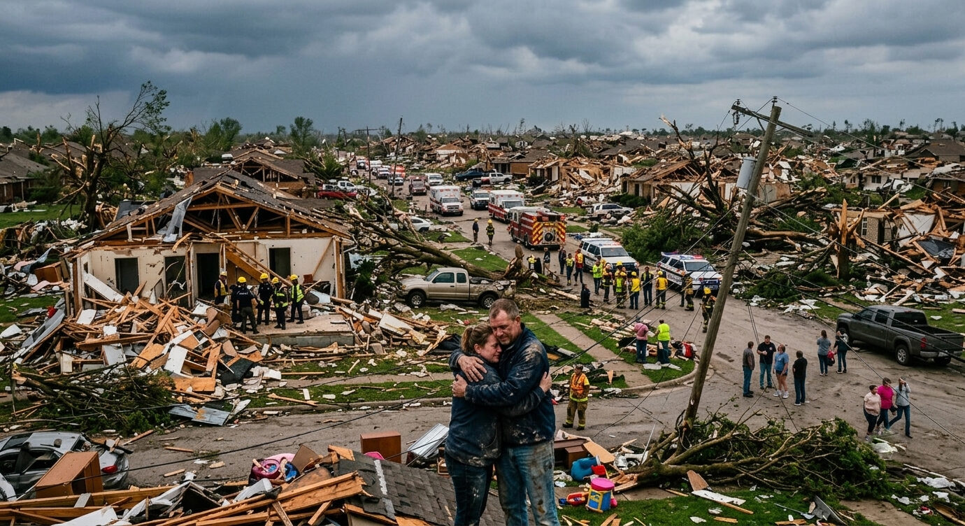 A family home in the aftermath of a disaster