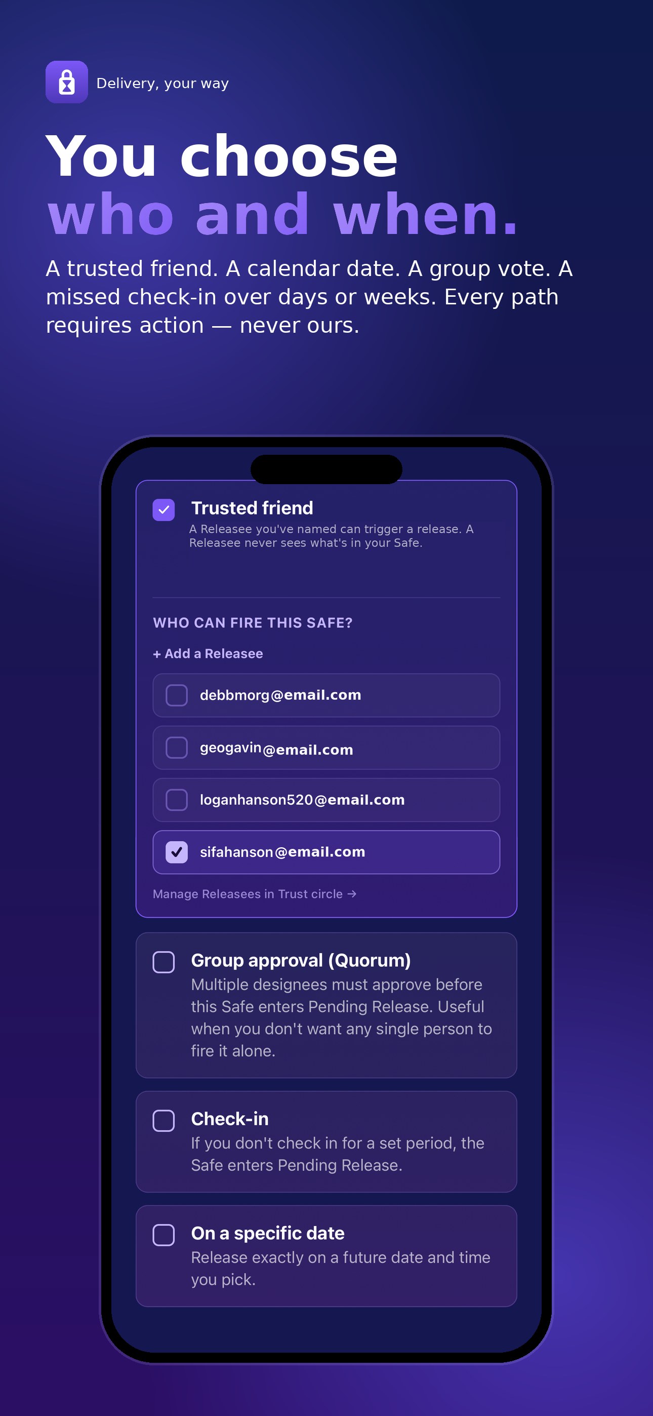 App screenshot — delivery your way