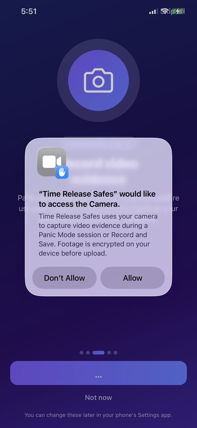 iOS camera permission dialog