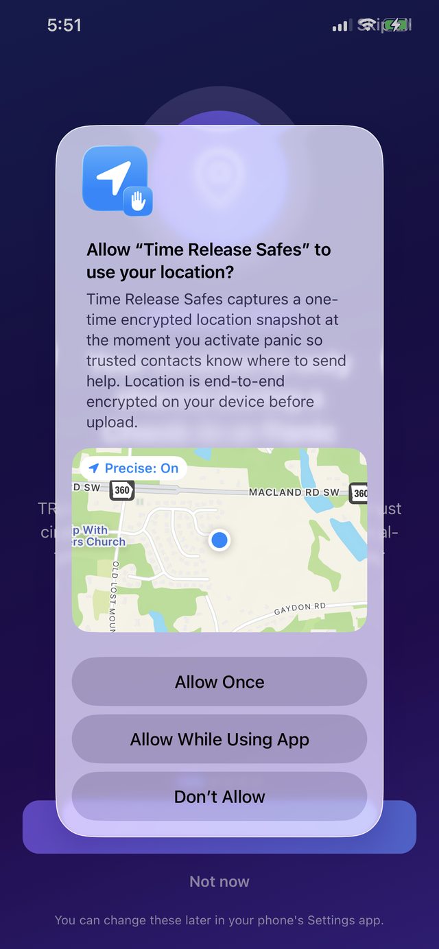 iOS precise location permission dialog
