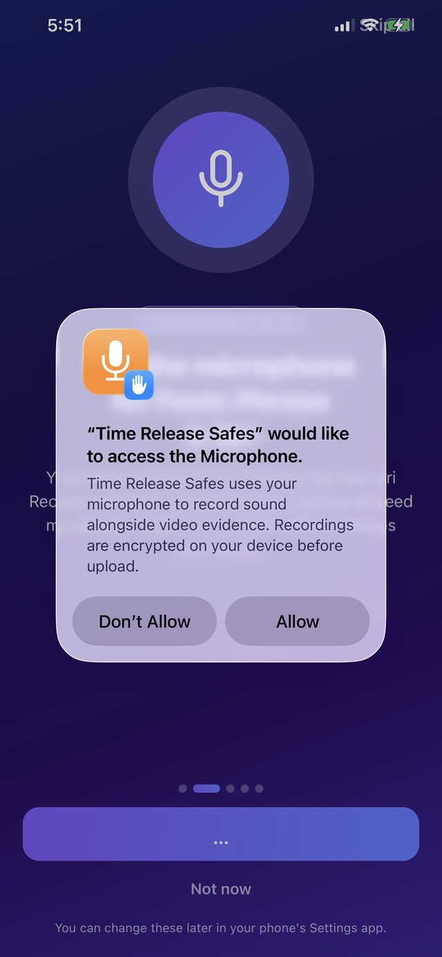 iOS microphone permission dialog